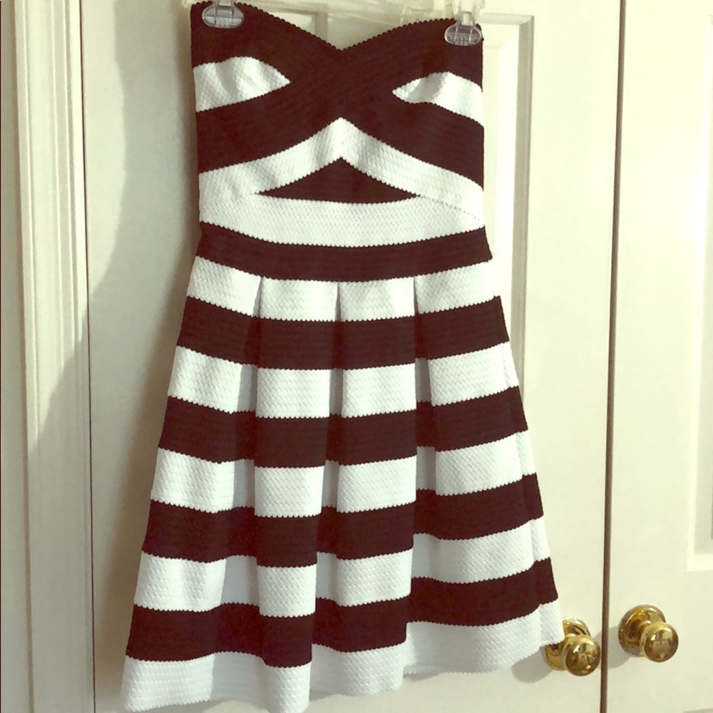Strapless black and white dress from Express